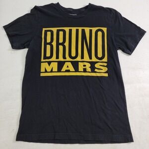 Bruno Mars Men's T-Shirt Sz M Black 24K Magic World Tour Dates‎ 2 Sided EUC